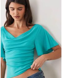 Miss Selfridge - Top With Angel Sleeves And Cowl Neck - Lyst