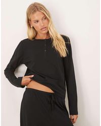 ASOS - Mix & Match Cotton Long Sleeve Henley Pajama Top - Lyst