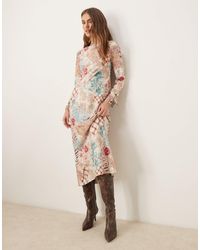 Miss Selfridge - – langärmliges maxikleid mit em print - Lyst
