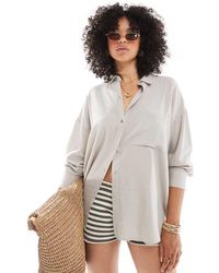Pull&Bear - Oversized Overhemd Van Linnenmix - Lyst