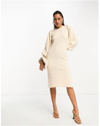 French Connection - Puff Sleeve Knit Midi Dress - Lyst