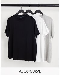 ASOS - Asos design curve – ultimate – 3er-pack t-shirts aus baumwollmix mit rundhalsausschnitt - multi - Lyst