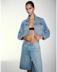 Pull&Bear - Schimmernde cropped-jeansjacke - Lyst