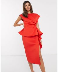 ASOS Vestido midi - Rojo