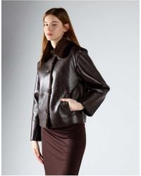 Glamorous - Faux Leather Button Front Jacket - Lyst