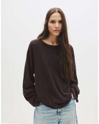 Pull&Bear - T-Shirt Scuro Con Maniche Raglan Lunghe - Lyst