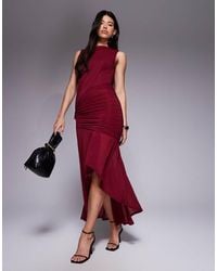ASOS - Ruched Maxi Dress With High Low Hem - Lyst