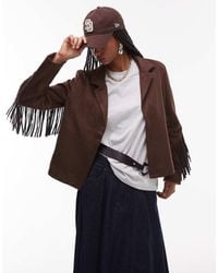 Mango - Tassle Sleeve Western Suede Look Jacket - Lyst