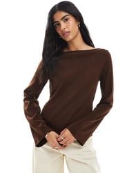 ASOS - Open Neck Knitted Top With Tie Back Cinched Waist - Lyst