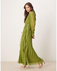 ASOS - High Neck Ruched Belt Detail Maxi Dress - Lyst