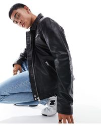 Barneys Originals - Real Leather Harrington Jacket With Zip Pockets - Lyst
