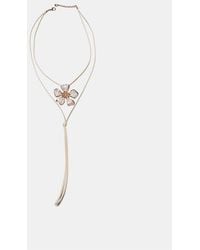 Stradivarius - Lange Ketting Met Bloem - Lyst