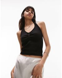 TOPSHOP - Seamless Ruched Front Halter Top - Lyst