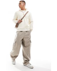 Only & Sons - Sudadera Color Crema Con Cuello Alto Y Cremallera Corta De -Marrón - Lyst