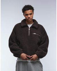 ASOS - Extreme Oversized Boxy Quarter Zip Borg Sweatshirt With Drop Shoulder And Collar - Lyst
