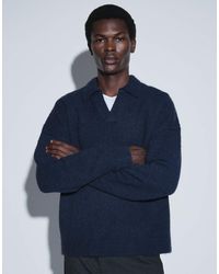 ASOS - Relaxed Knitted Exposed Seam Notch Neck Jumper - Lyst