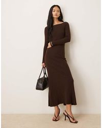 Vila - Long Sleeve Ribbed Maxi Knitted Dress - Lyst