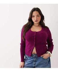 ASOS - Asos Design Curve Cotton Blend Wide Scoop Cardigan - Lyst