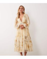 LACE & BEADS - Long Sleeve Maxi Dress - Lyst