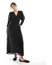 Glamorous - Shirred Cuff Wrap Midi Dress - Lyst