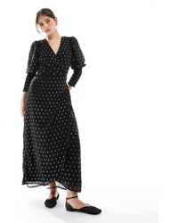 Glamorous - Shirred Cuff Wrap Midi Dress - Lyst