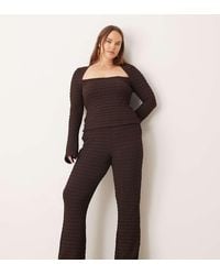 ASOS - Asos Design Curve Co-ord High Waist Textured Flare Trouser - Lyst