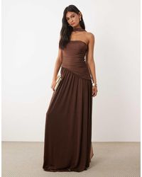 JW PEI - Shawl Detail Ruched Panel Bandeau Maxi Dress - Lyst