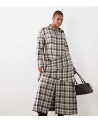 ASOS - Asos Design Curve Midi Check Shirt With Scarf Wrap - Lyst