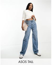 ASOS - Asos design tall - jeans dad lavaggio medio - Lyst