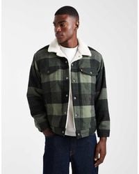Levi's - Relaxed Fit Block Check Sherpa Trucker Jacket - Lyst