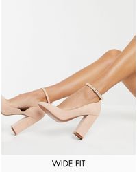 ASOS Бежевые Туфли На Высоком Блочном Каблуке Для Широкой Стопы - Многоцветный