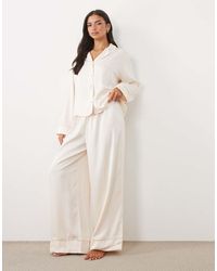 ASOS - Satin Pyjama Shirt And Trouser Set - Lyst