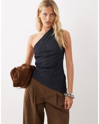 Mango - Noah denim-one-shoulder-top mit asymmetrischem schnitt und ohne ärmel - Lyst
