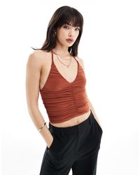 Pull&Bear - Ruched Front Halterneck Strappy Top - Lyst