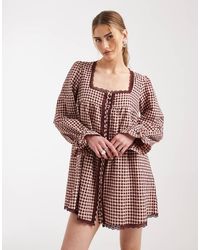 ASOS - Babydoll Lace Trim Mini Dress - Lyst