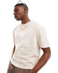 ASOS - T-shirt décontracté coupe carrée avec imprimé céleste sur le devant - beige - Lyst