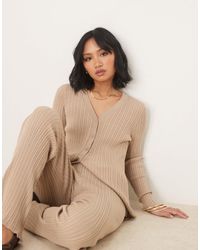 Vila - Longline Ribbed Cardigan Co-ord - Lyst