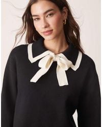 Y.A.S - Gebreide Top Met Lange Mouwen En Strikkraag - Lyst