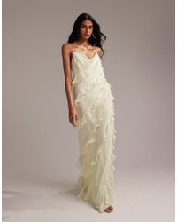 ASOS - Vestido De Dama De Honor Largo De Tirantes De Corte Al Bies Con Volantes De - Lyst