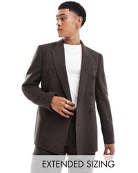 ASOS - Normaal Double Breasted Colbert Van Wolmix Met Visgraatmotief - Lyst