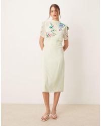 Hope & Ivy - Embellished Midi Dress With Bow Back - Lyst