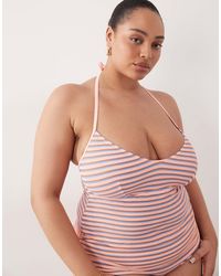 ASOS - Asos design curve – sally – gestreiftes tankini-bikini-oberteil mit struktur - Lyst