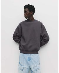 Pull&Bear - Felpa Con Scollo Rotondo Basic Grigia - Lyst