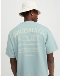 Jack & Jones - Camiseta verde menta extragrande con estampado "atelier" en la espalda - Lyst