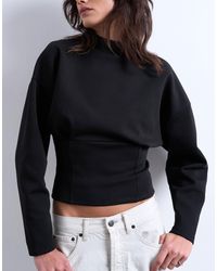TOPSHOP - Interlock Corset Waist Long Sleeve Top - Lyst