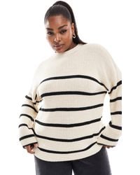ONLY - Striped Crew-Neck Knit Jumper - Lyst