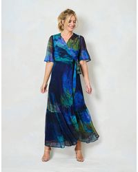 Hope & Ivy - The Jacqueline Flutter Sleeve Maxi Wrap Dress With Tie Waist - Lyst
