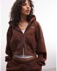 Nike - Studio Fleece Middelzware Oversized Cropped Hoodie Met Rits - Lyst