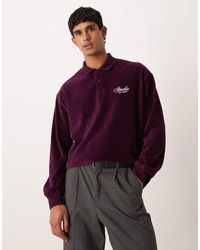 ASOS - Heavyweight Oversized Long Sleeve Polo With Chest Embroidery - Lyst