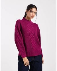 Wednesday's Girl - Wednesdays Girl Cable Knit High Neck Jumper - Lyst